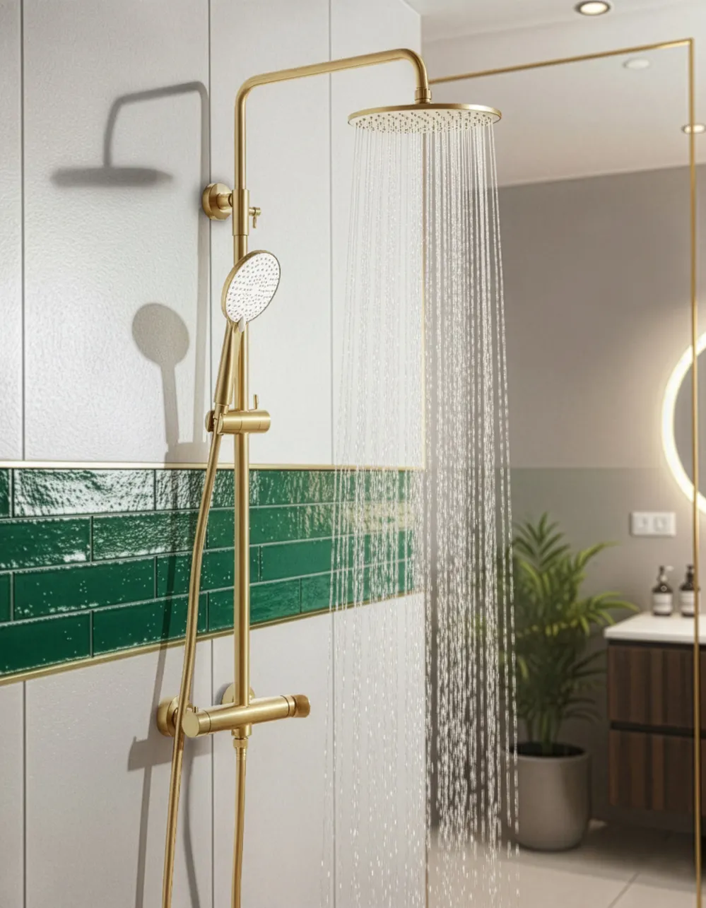 Duschsystem mit Mischbatterie und Regenbrause CATAMARCA Gold
