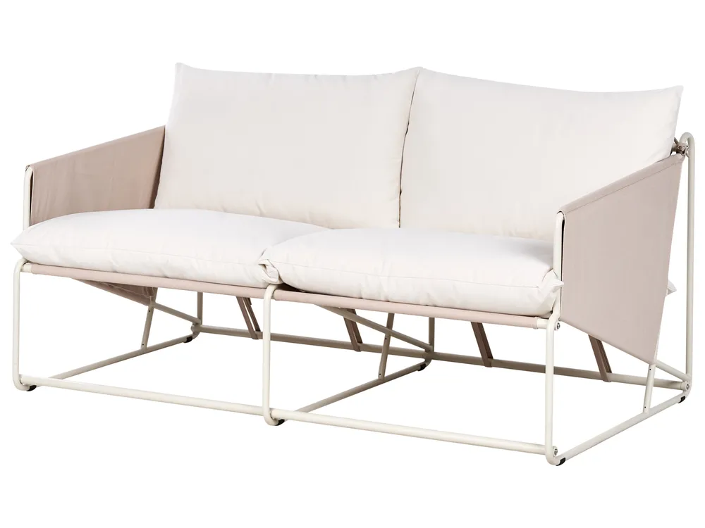 Gartensofa 2-Sitzer PONTE Metall Hellbeige_1013305