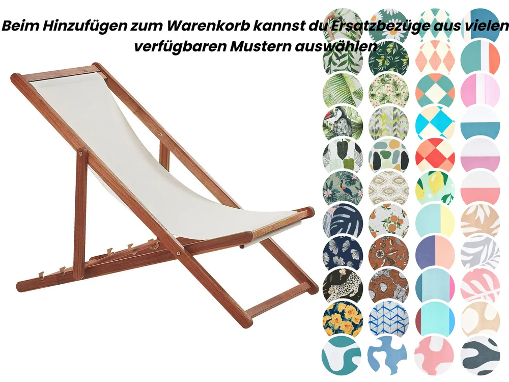 Klappbarer Liegestuhl ANZIO mit Ersatzstoffen Akazienholz Dunkelbraun_860124