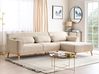 Ecksofa 3-Sitzer SIMOS Cord Hellbeige linksseitig