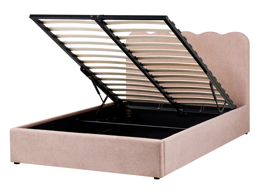 Bett mit Stauraum NANTERRE Stoff Pastellrosa 140 x 200 cm