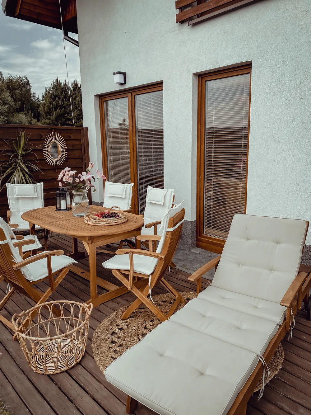 Garden Dining Set 8 Seater MAUI with Cushions Acacia Wood Off-White_775363