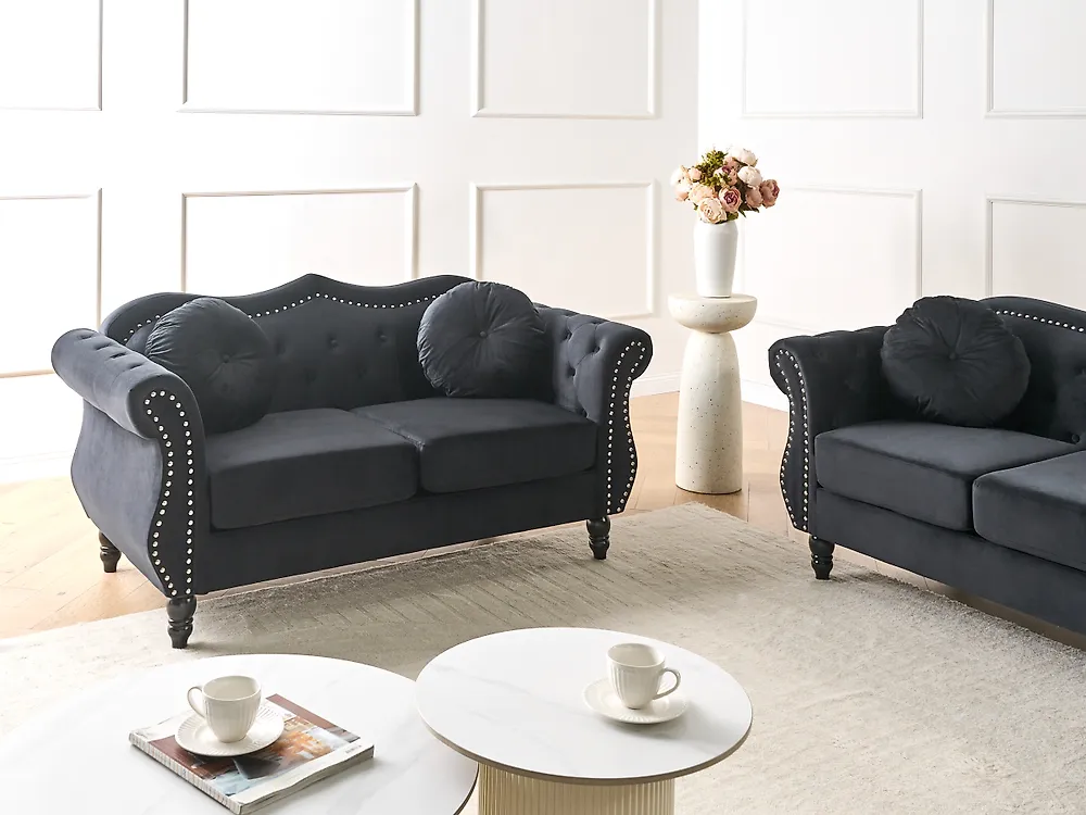 Sofa 2 Seater SKIEN Velvet Black
