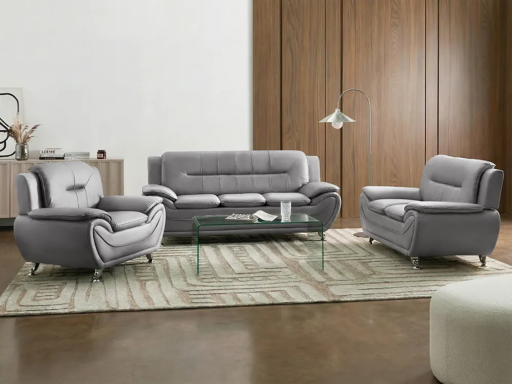 Sofa 2-Sitzer LEIRA Kunstleder Grau_1058633