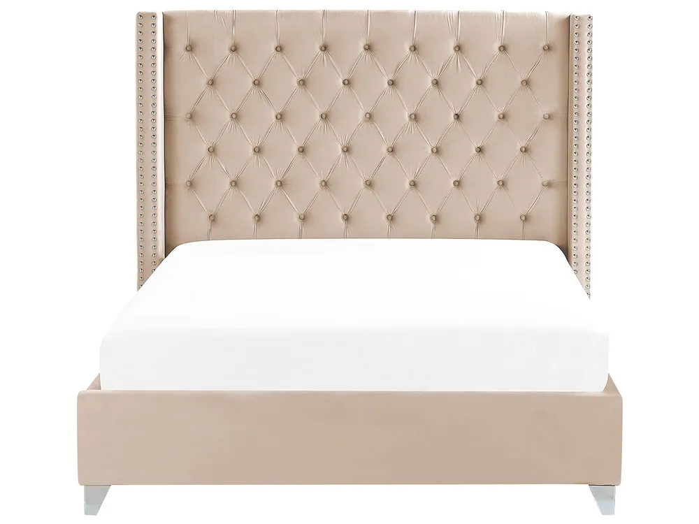 Bett mit Lattenrost Samtstoff LUBBON 180 x 200 cm Beige_772917