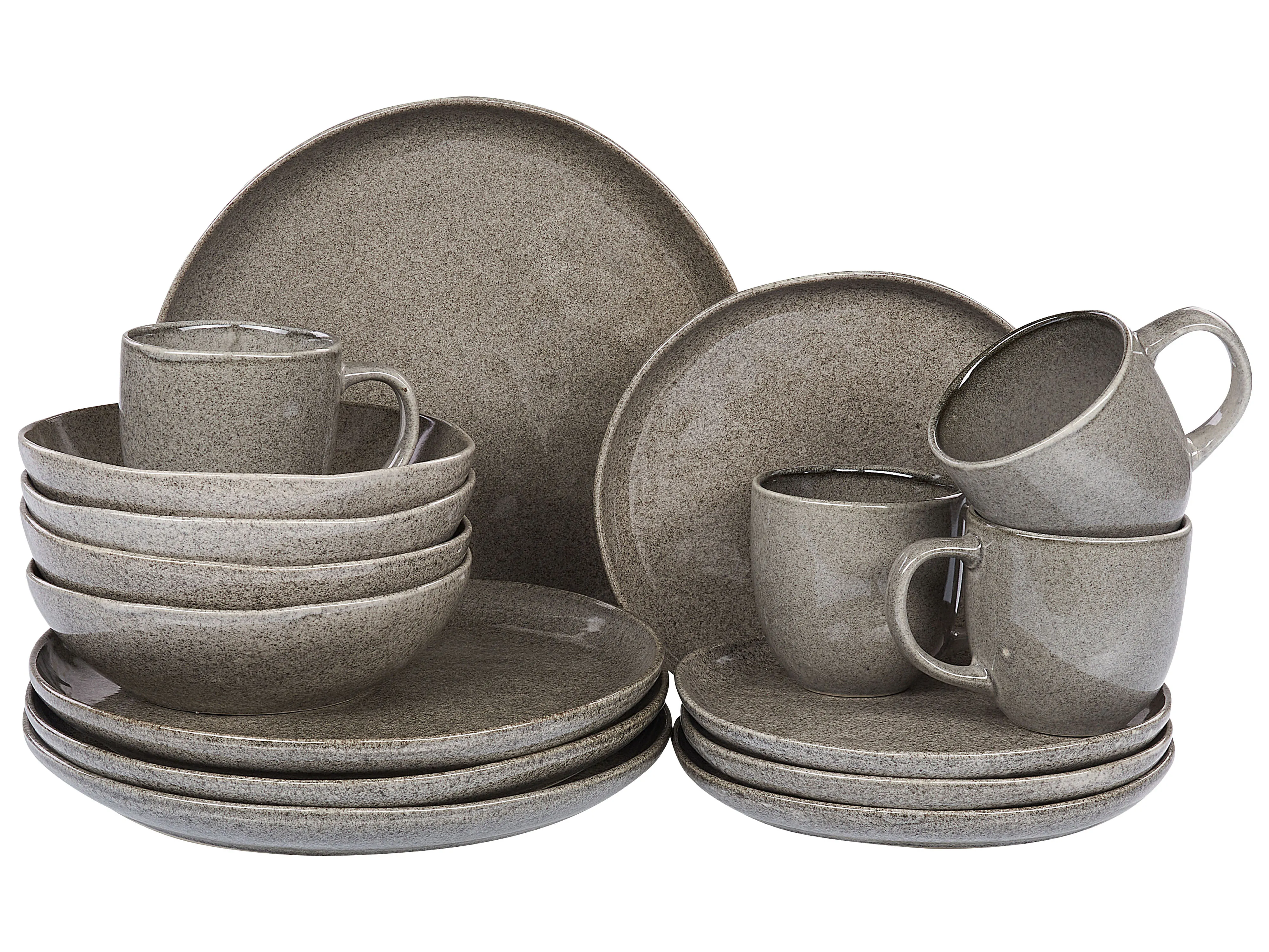 Set of 16 Dinnerware COSTMARY Stoneware Grey - Beliani.de
