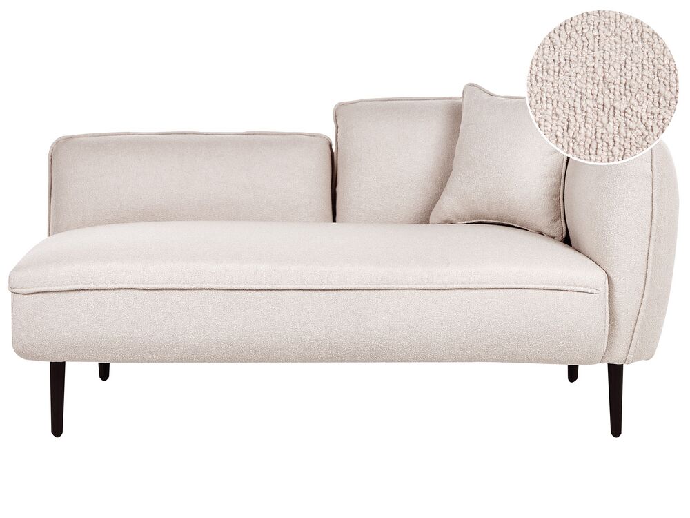 Rechtszijdige chaise longue CHEVANNES Bouclé Lichtbeige