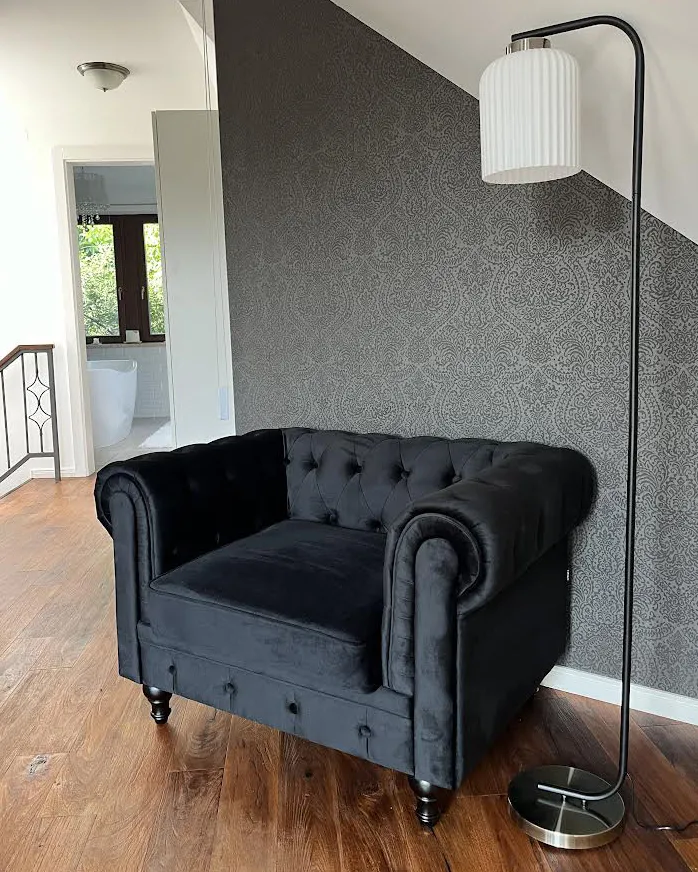 Living Room Set 4 Seater CHESTERFIELD Velvet Black_932832