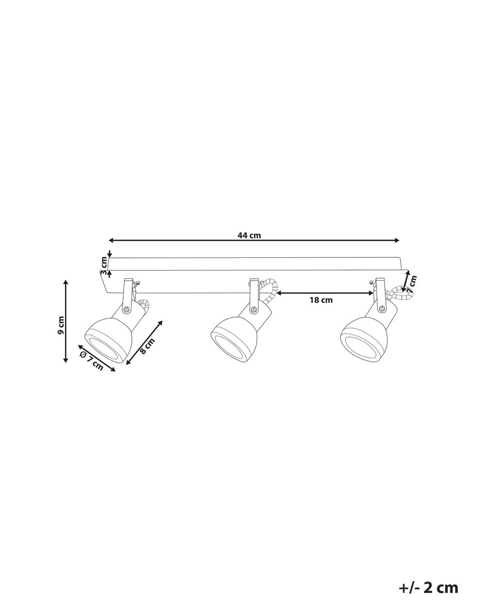 Strahler 3-flammig BARO verstellbar Metall Schwarz_828958