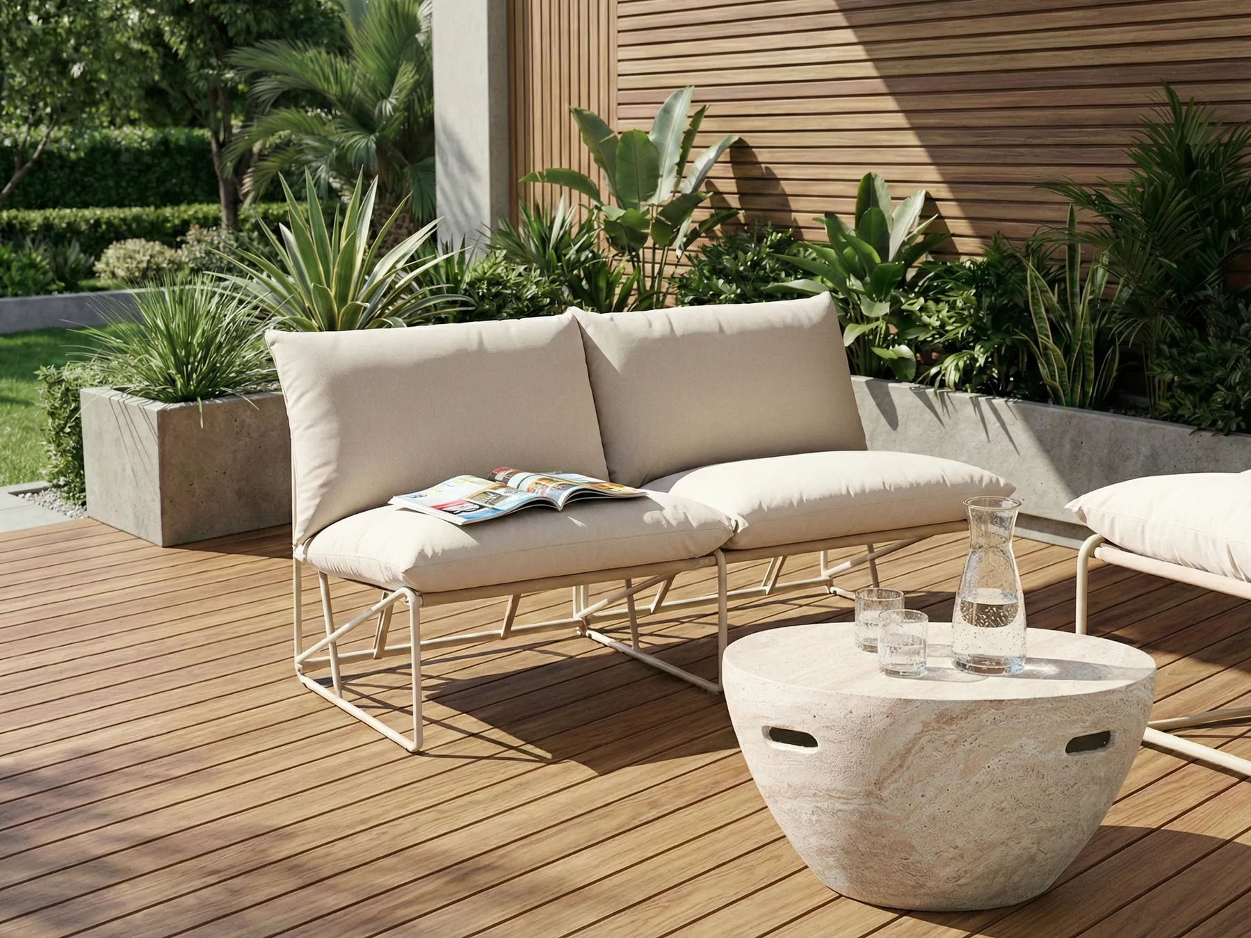Garden Sofa 2 Seater PICO Metal Light Beige_1012925