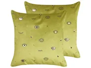Dekokissen 2er Set AEONIUM 45 x 45 cm Samtstoff Olivgrün Abstraktes Muster_830053