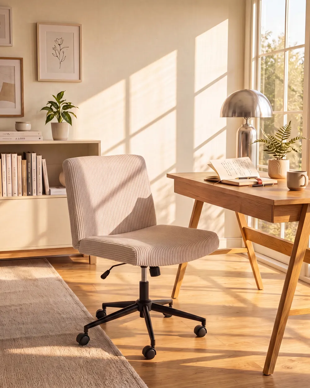 Desk Chair GEDDES Corduroy Beige_1102394