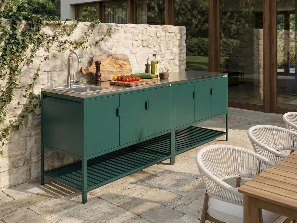 2 Piece Outdoor Kitchen Set with Sink MAENZA Green Metal