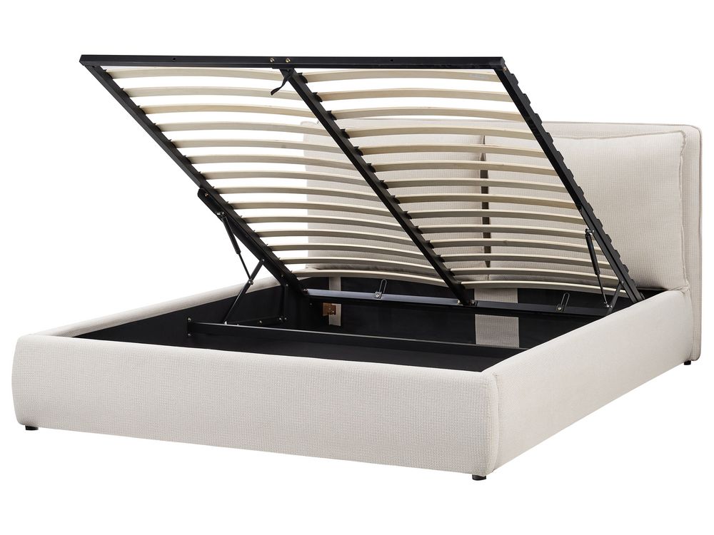 Ottoman Bed BAJONNA Fabric Beige 160 x 200 cm (EU King Size)