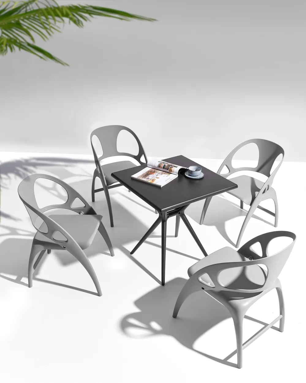 Gartenstuhl 4er Set NEMI klappbar Grau