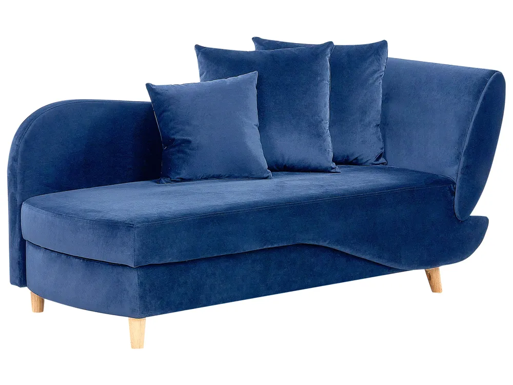 Rechtsseitige Chaiselongue MERI mit Stauraum Samtstoff Marineblau_914275