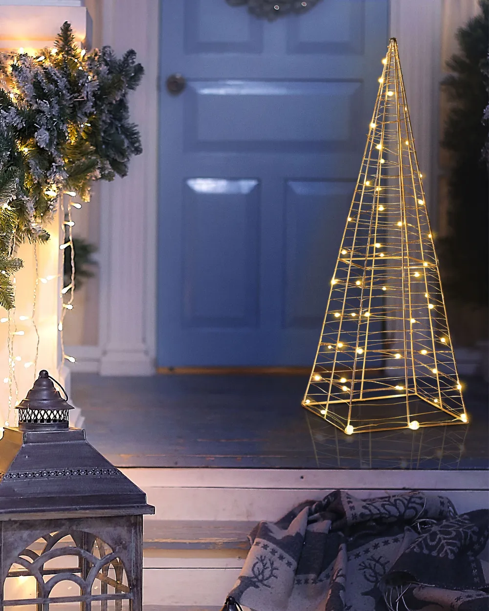 Gartendekoration LED PUKSALA 60 cm Weihnachtsbaum Silber
