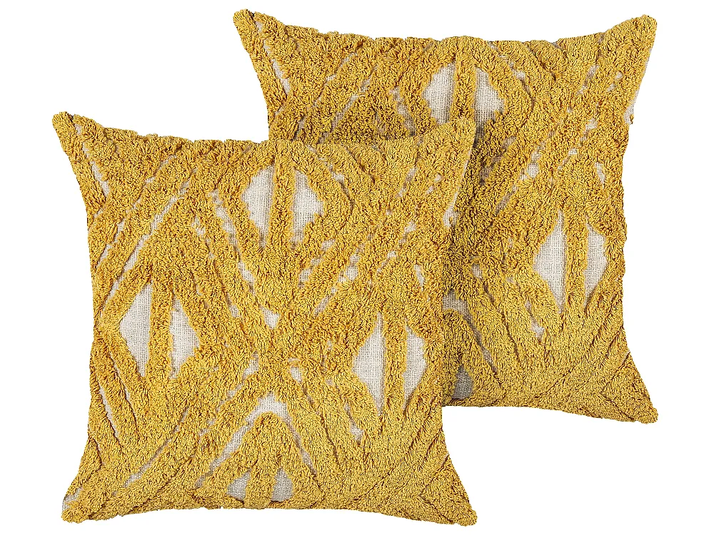 Dekokissen 2er Set ALCEA 45 x 45 cm Baumwolle Gelb Geometrisches Muster