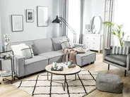 Corner Sofa Bed 3 Seater ROMEDAL Fabric Light Grey Left Hand_748903