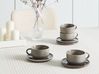 Tassen 4er Set mit Untertellern COSTMARY Steinzeug Grau