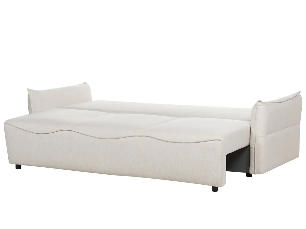 Schlafsofa 3-Sitzer KRAMA mit Stauraum Stoff Cremeweiß_898294