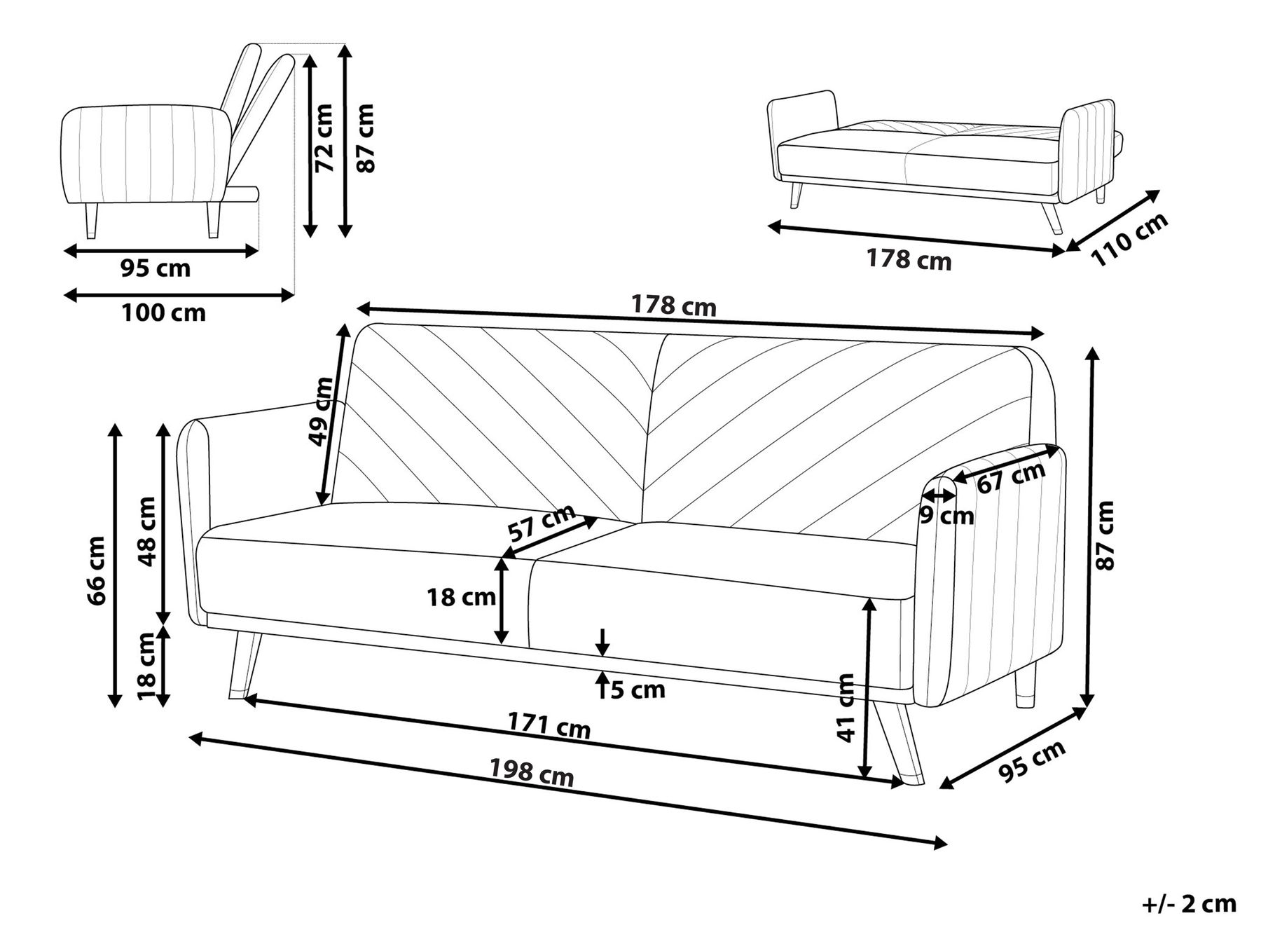 Schlafsofa 3-Sitzer SENJA Kunstleinen Grün_944770