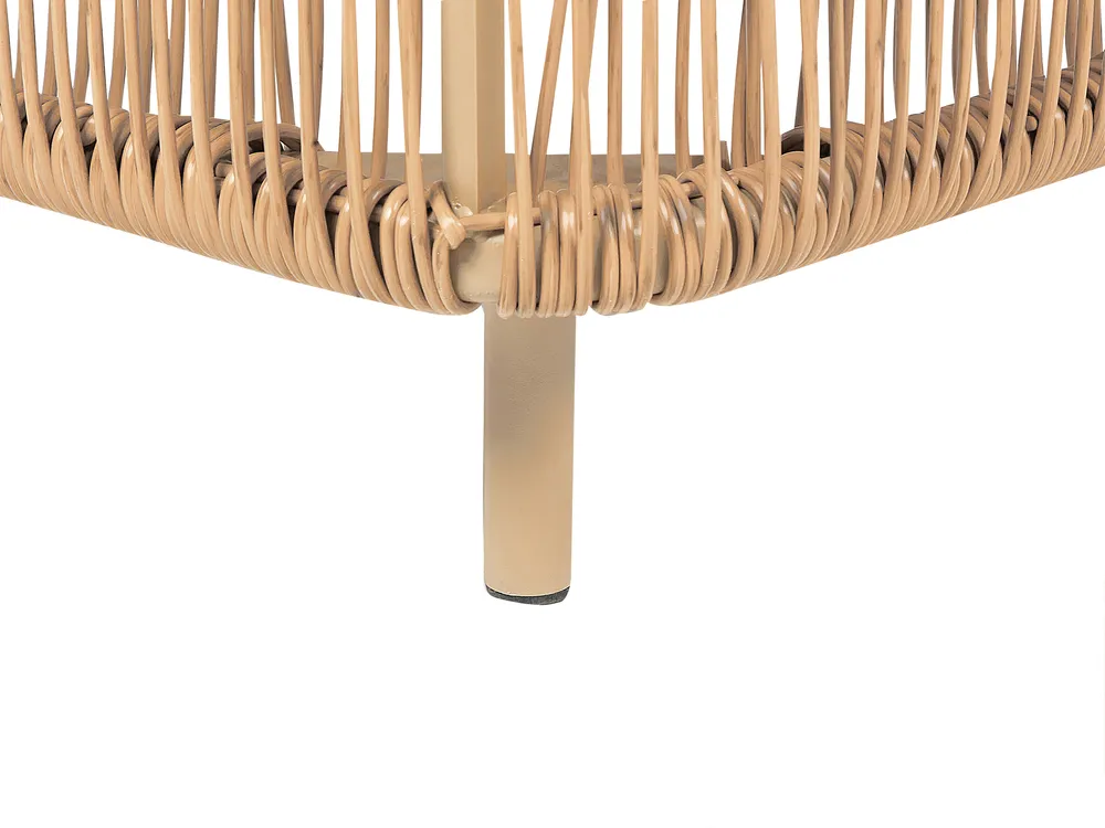 Sun Lounger with Cushion OSINI Reclining PE Rattan Beige_863889