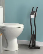 Toilettenpapierhalter mit Bürste SOACHA Metall Schwarz_874011