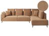Ecksofa 4-Sitzer LUNNER Cord Braun linksseitig