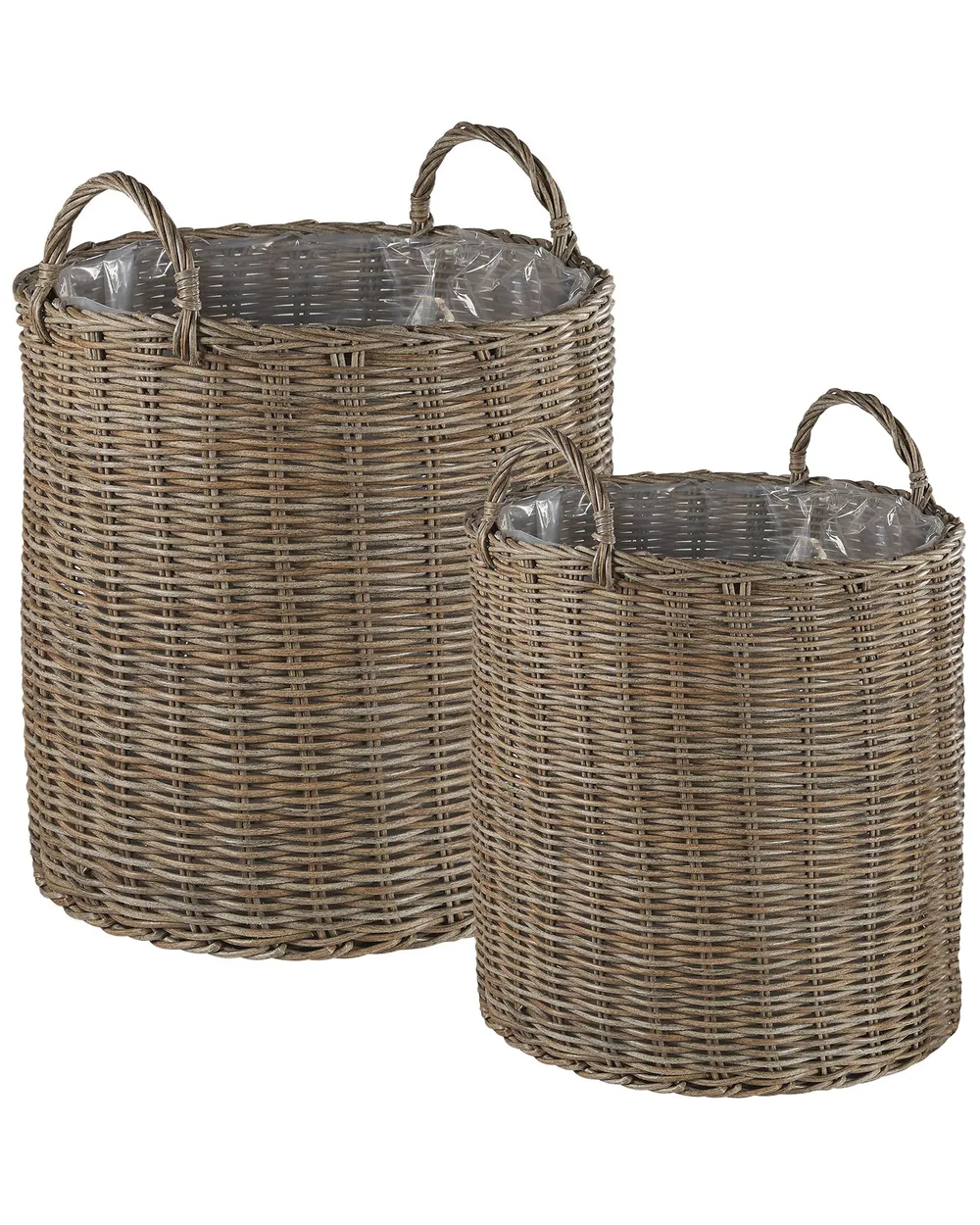 Blumenkorb 2er Set BITOLA 40/48 cm Polyrattan Braun