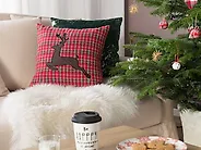 Dekokissen 2er Set COMET 45 x 45 cm Dunkelrot Weihnachtsmotiv_1179447