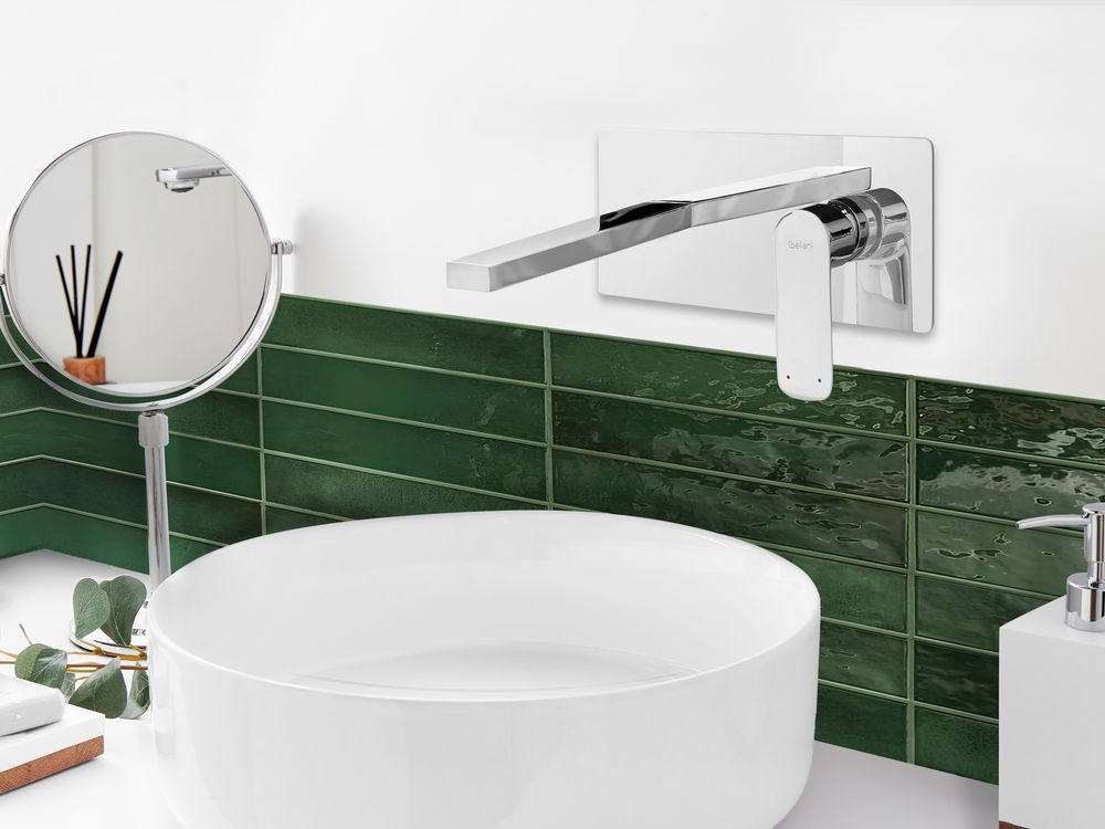 Wall Mounted Basin Mixer Tap DICHATO Brass Silver