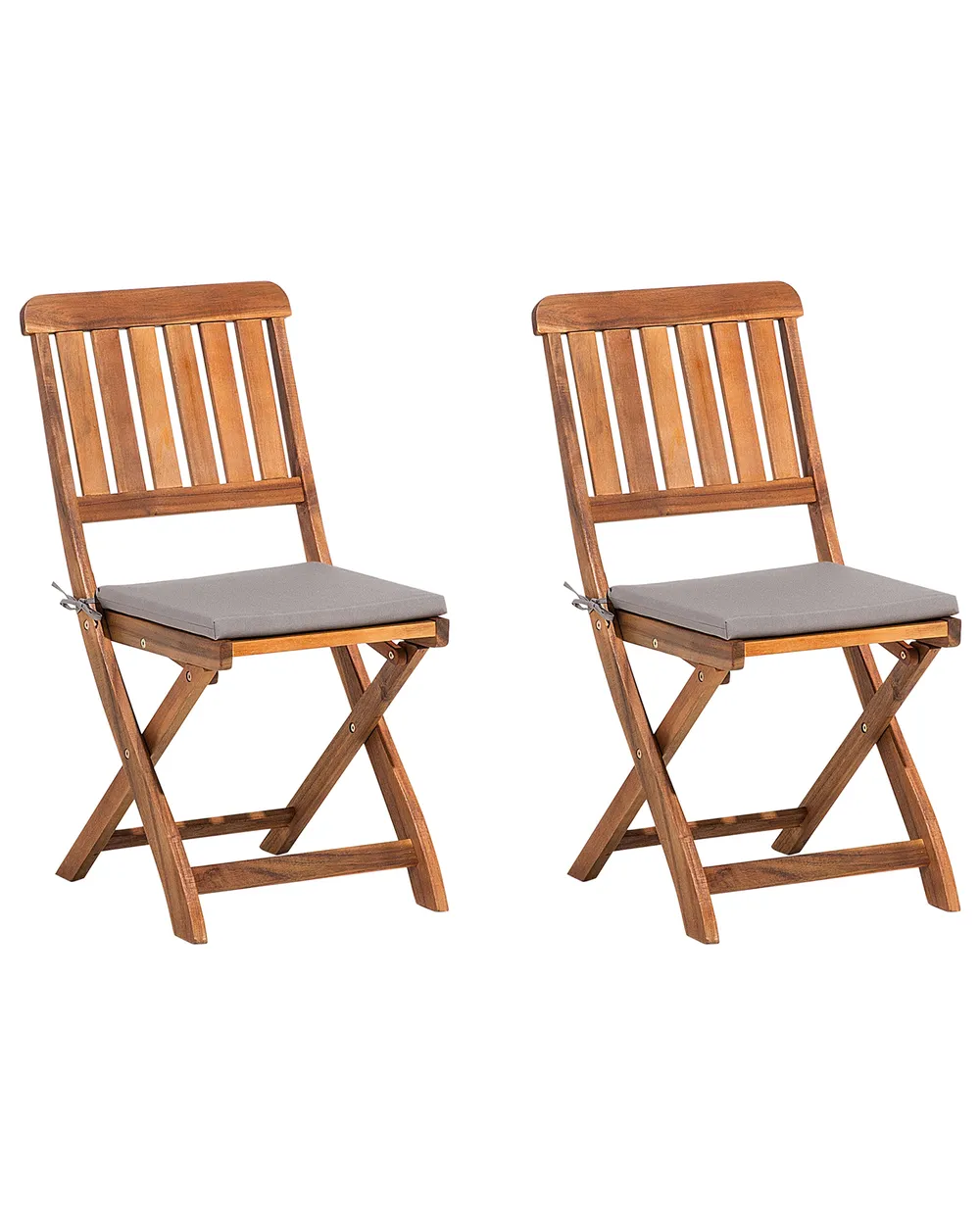 Set mit 2 Stühlen und Sitzkissen CENTO Akazienholz Braun