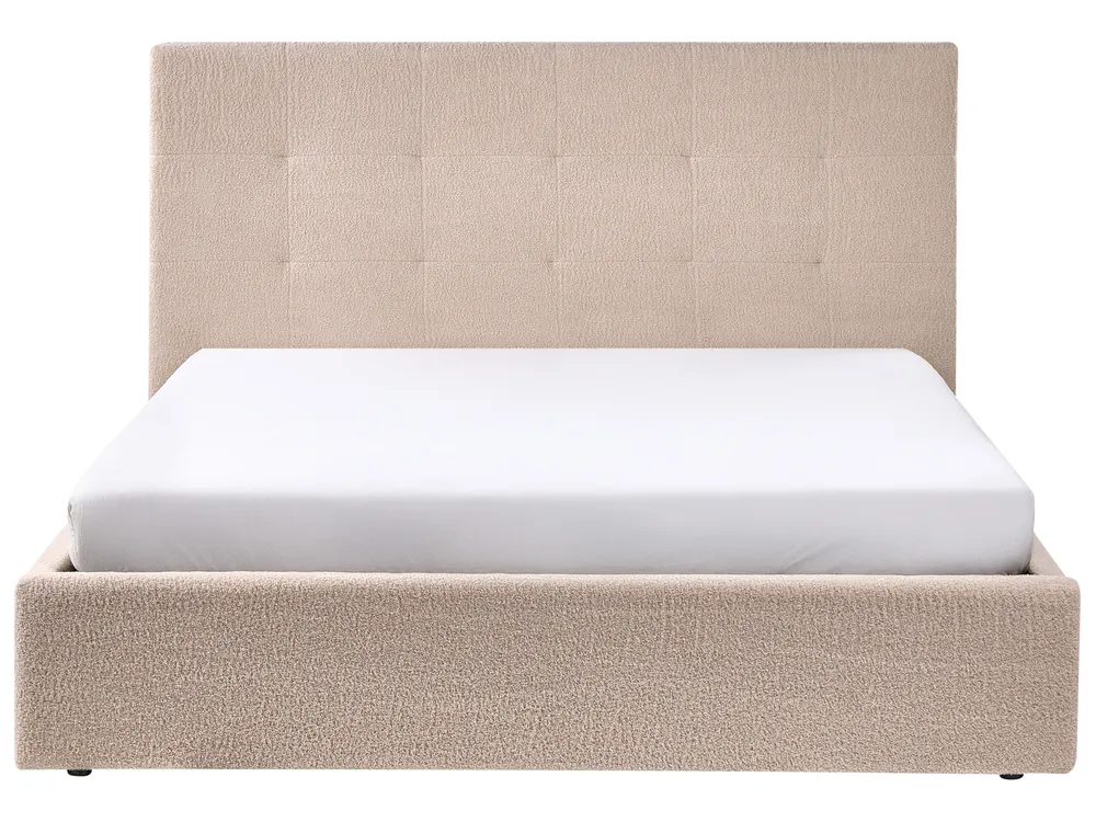 Ottoman Bed LORIENT Boucle Beige 160 x 200 cm (EU King Size)_1040252