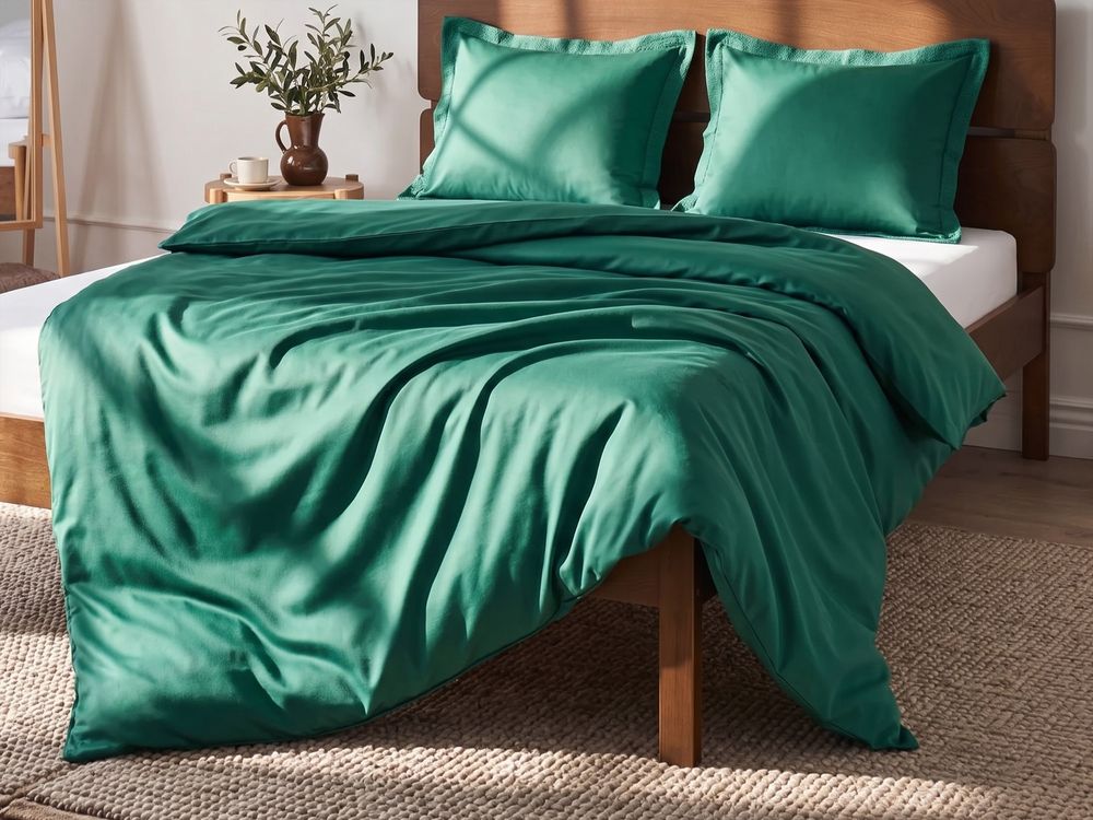 Bettwäsche-Set PARKROSE 150 x 200 cm Baumwollsatin Grün