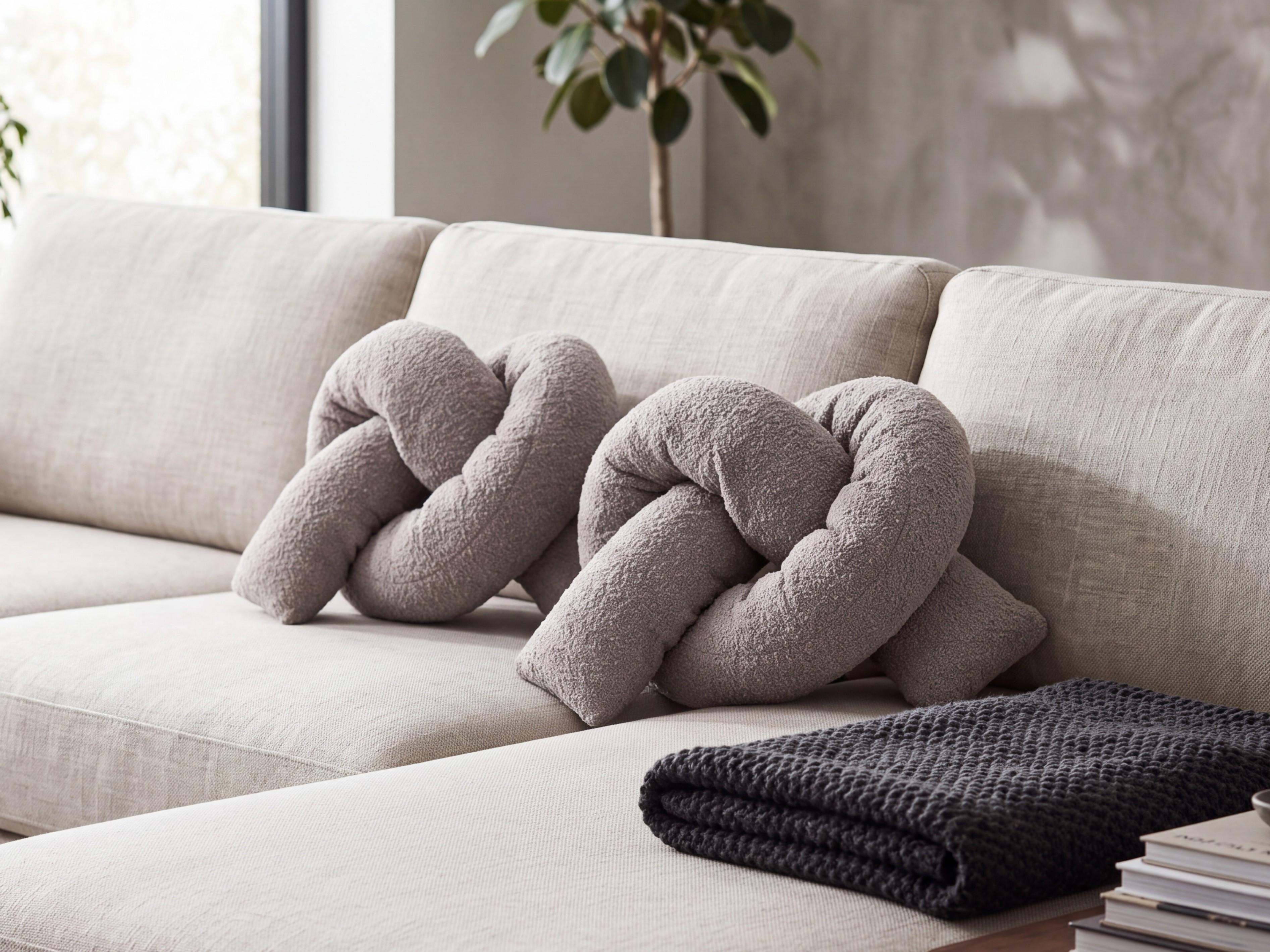 Dekokissen 2er Set GLADIOLUS 172 x 14 cm Bouclé Grau Ohne Muster