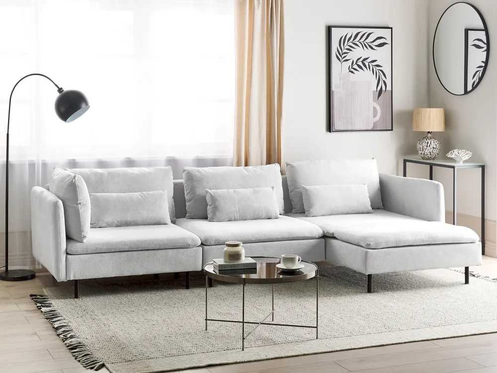 Modul Ecksofa 3-Sitzer EGERIS Stoff Hellgrau linksseitig