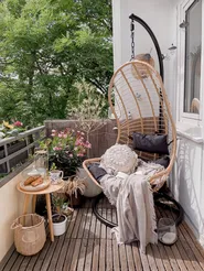 Hanging Chair with Stand PINETO PE Rattan Natural_824444