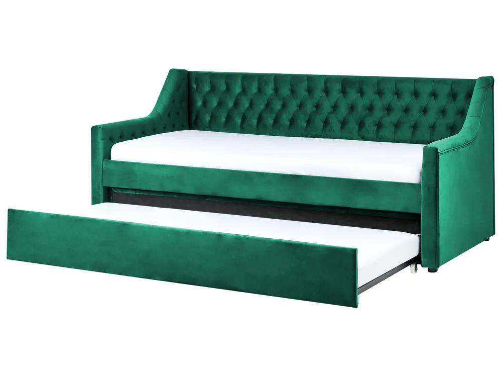 Ausziehbett Samtstoff MONTARGIS 90 x 200 cm Smaragdgrün_827001