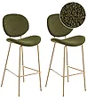 Set mit 2 Barstühlen LUANA Bouclé Dunkelgrün