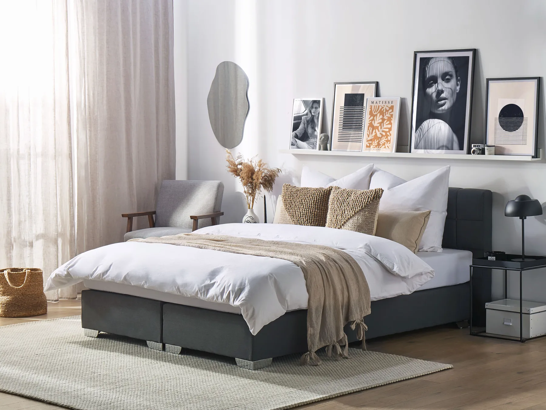 Boxspringbett Stoff ADMIRAL 180 x 200 cm Dunkelgrau_707986