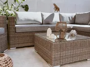 Lounge Set mit Tisch 8-Sitzer XXL modular Polyrattan Grau rechtsseitig_828652