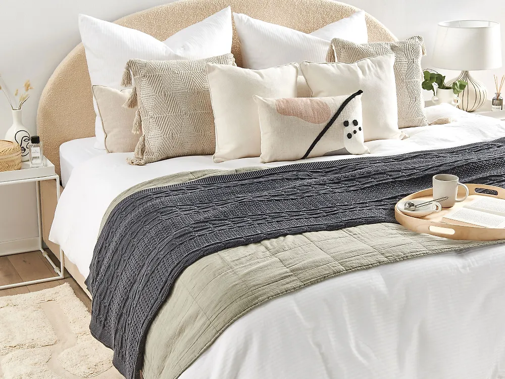 Kuscheldecke FETHIYE Baumwolle 140 x 170 cm Dunkelgrau_1178427
