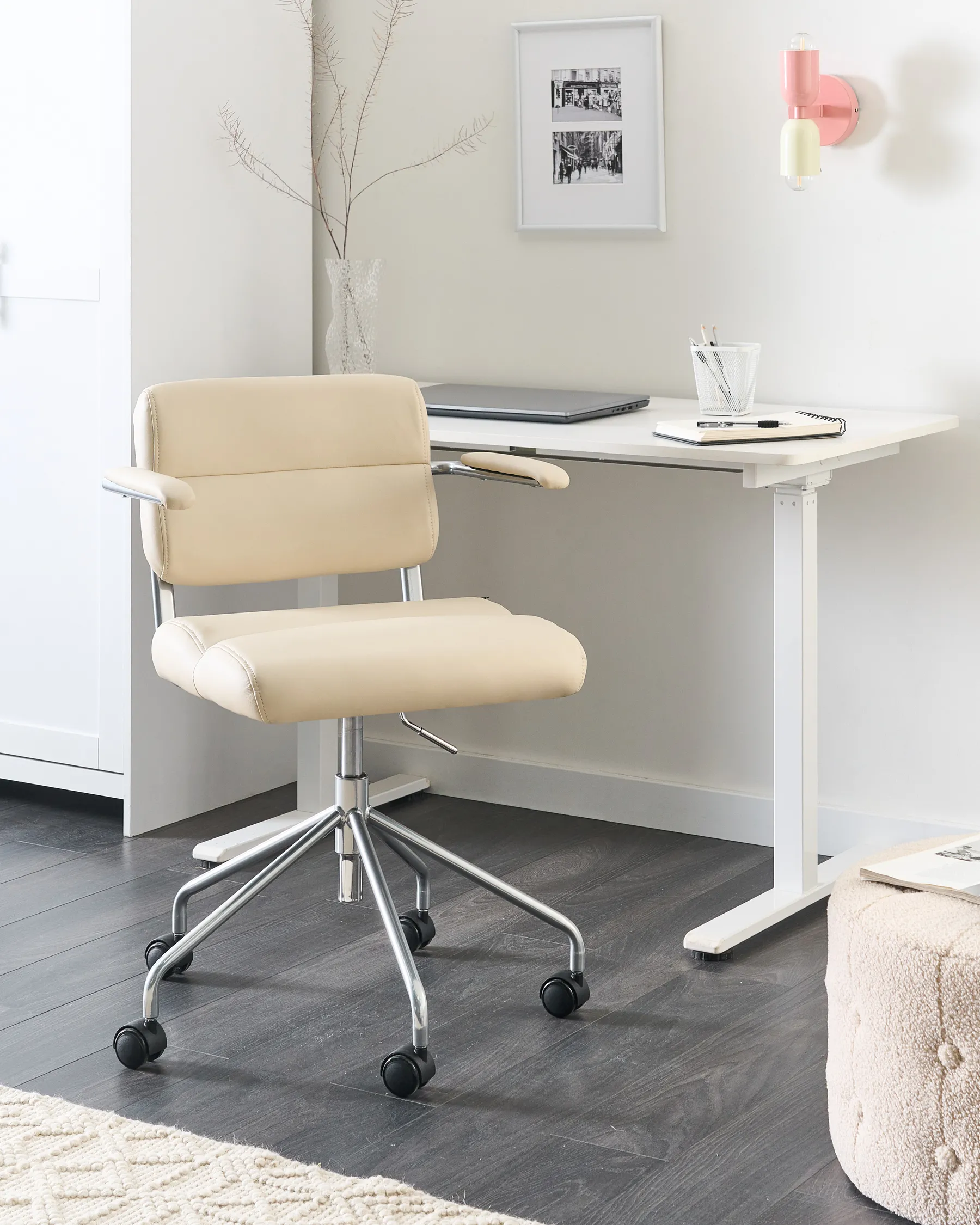 Desk Chair CANDOR Faux Leather Off-White_993009