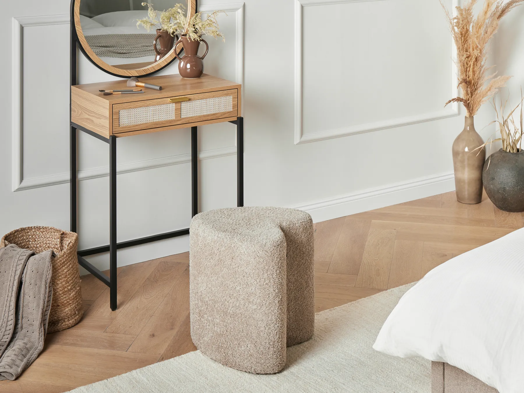 Pouffe SCOTIA Chenille Light Brown_1003954