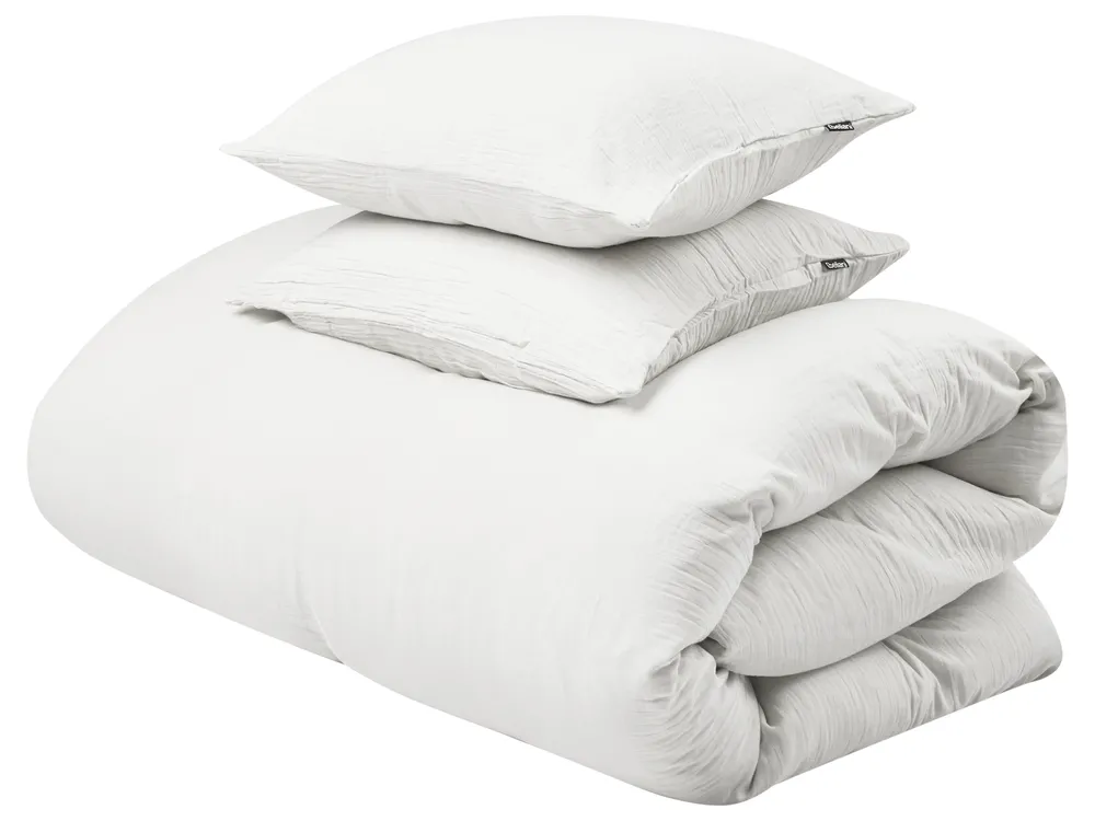 Bettwäsche-Set SUMNER 220 x 240 cm Baumwollmusselin Cremeweiß_1060245