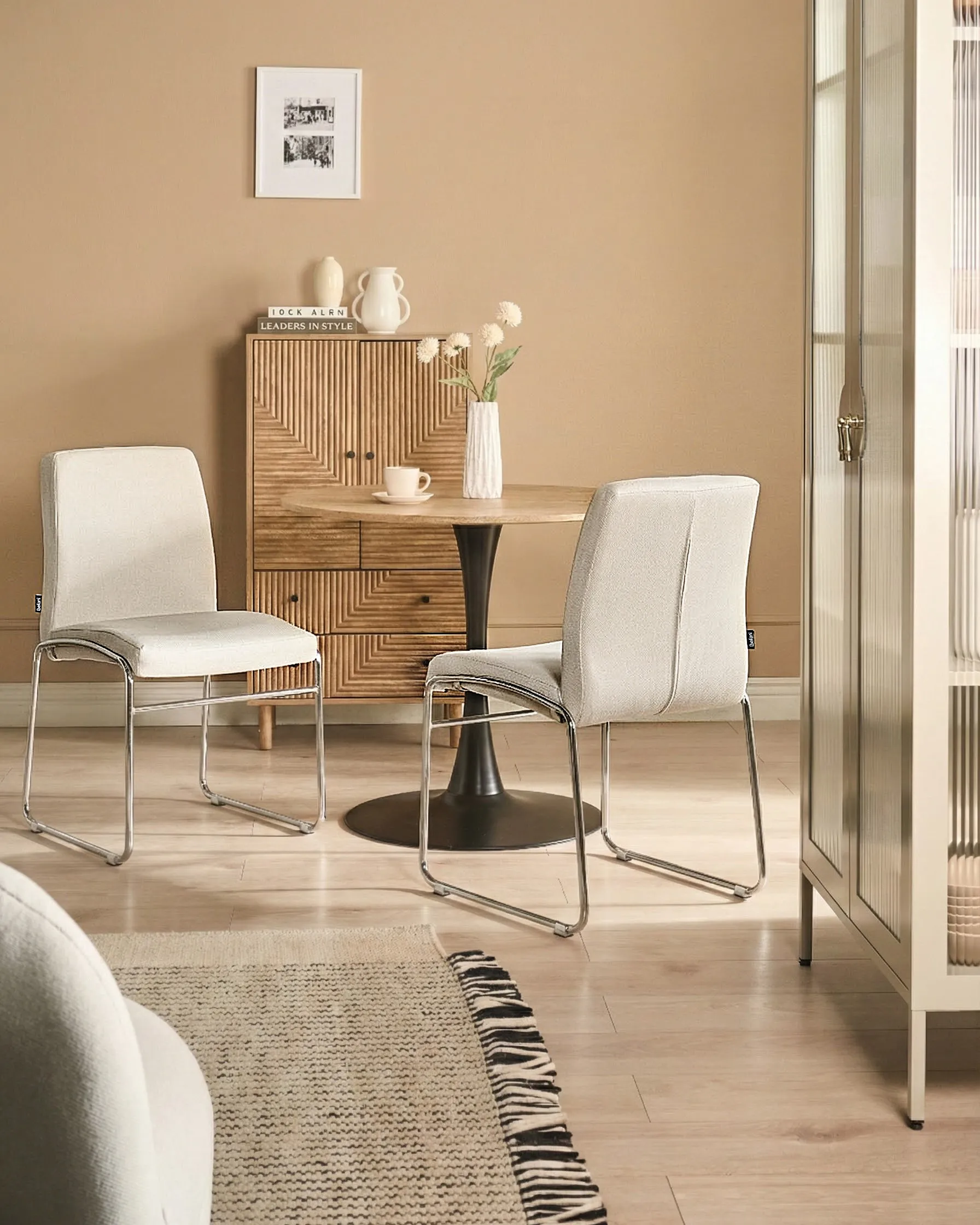 Esszimmerstuhl 2er Set LECCO Stoff Hellbeige_1044548