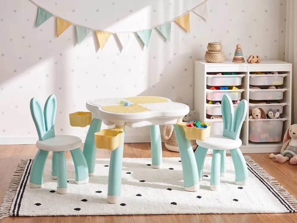 Kids Table with Chairs BUNYAN White/ Blue