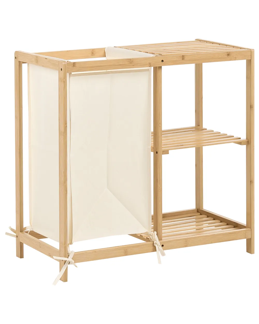 Badkamermeubel PUILAR 68 cm met wasmand Bamboe Lichtbruin