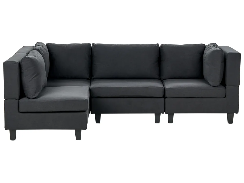 Modul Ecksofa 4-Sitzer UNSTAD Stoff Schwarz rechtsseitig